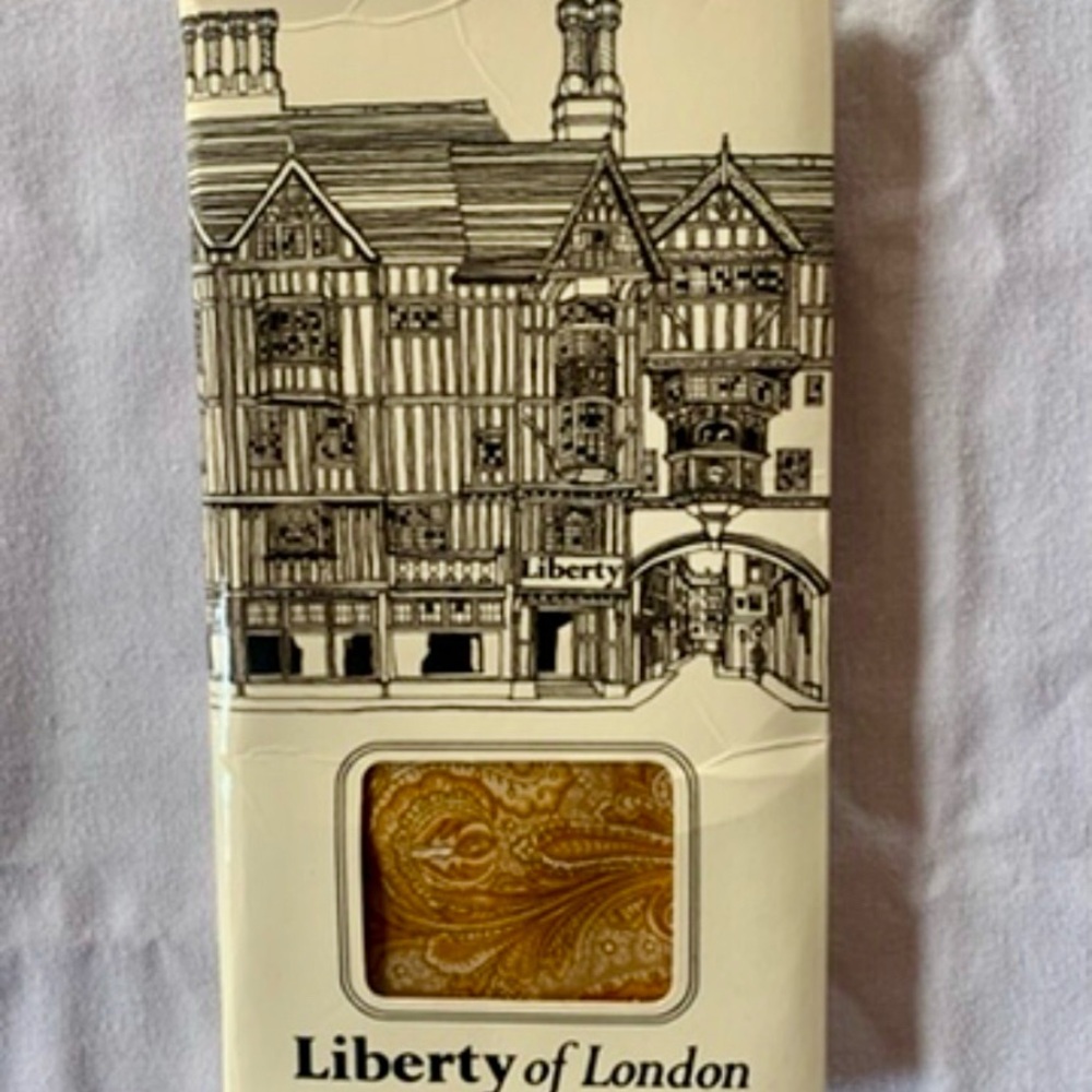 Vintage Liberty of London All Silk Scarf Gold Paisley Print with Original Box